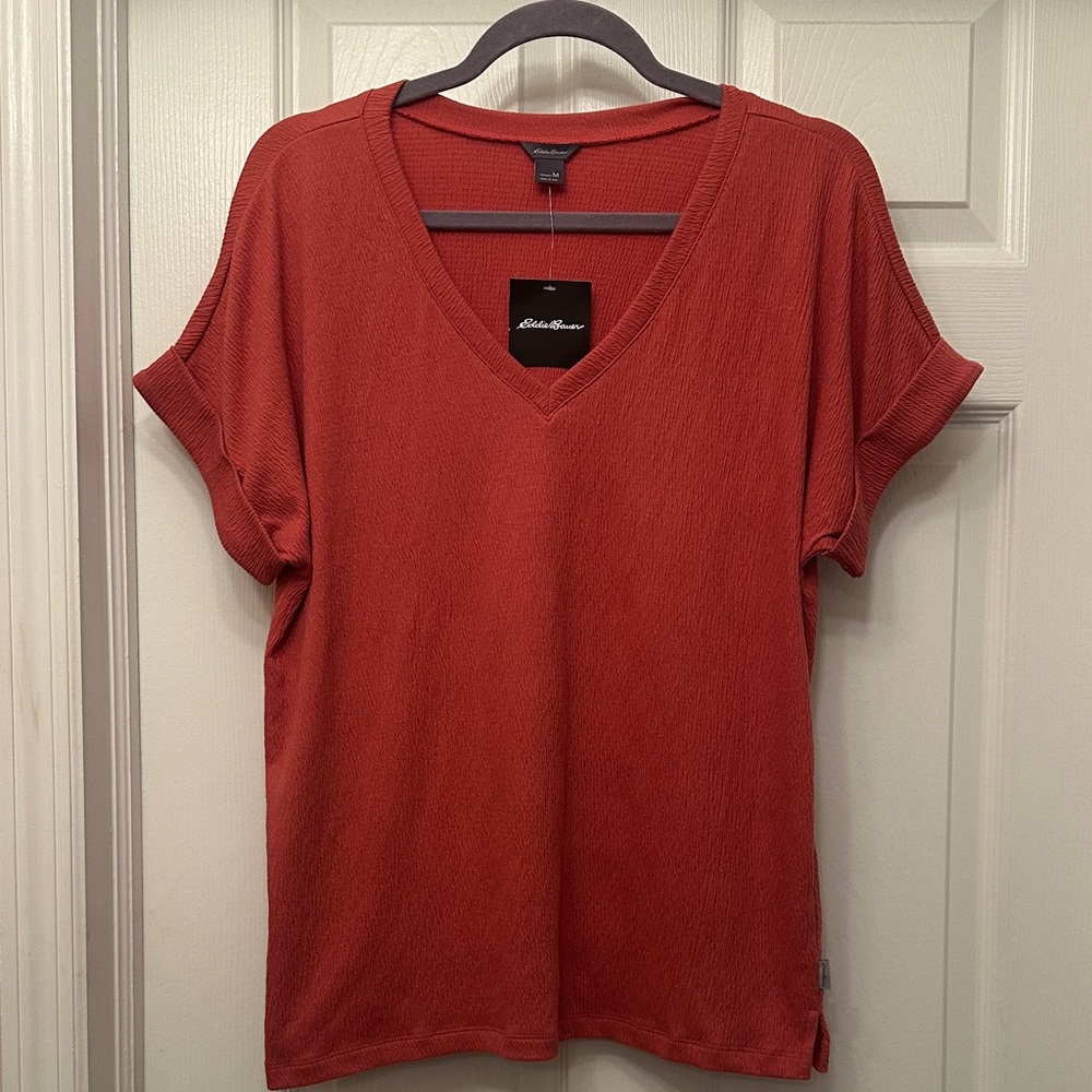 Eddie Bauer Women's V-Neck Rust Tee